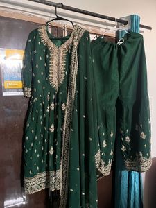 green garara frock set