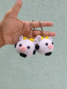 crochet handmade cow keychain