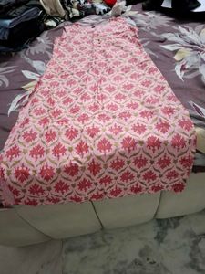 Pink Floral Sleeveless Kurta
