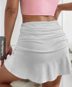 Chic Ruched Satin Mini Skirt