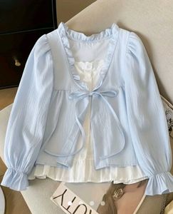 Cute Ruffle Bow Detail Blouse