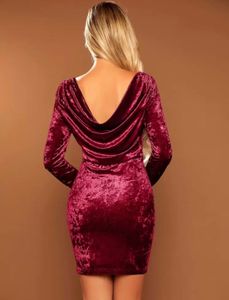 SHEIN BAE Draped back velvet bodycon dress