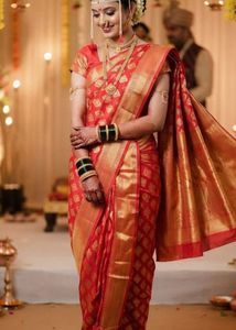 Pure Silk Red &amp; Gold Saree ❤️