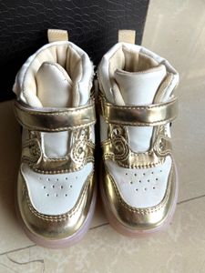 Adorable Gold & White Baby Sneakers
