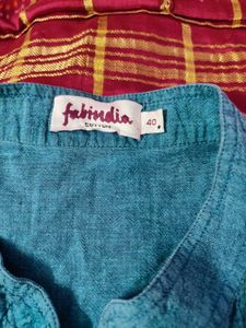 fabindia Blue Cotton Kurta