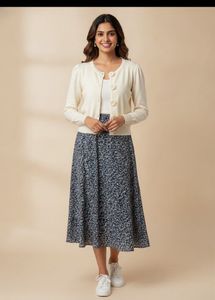 Cream Cropped Cardigan with Flower Buttons