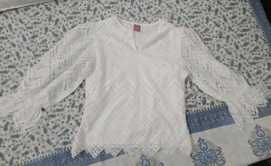 White Lace Puff Sleeve top