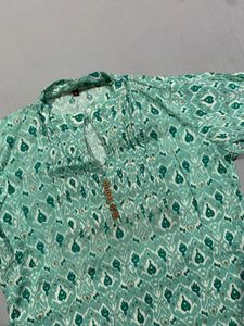 Green Printed Kurta