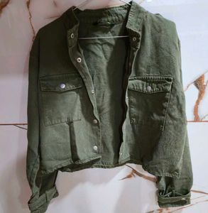 Green Cropped Utility Jacket