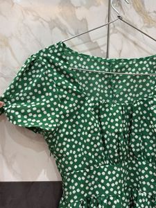green floral dress