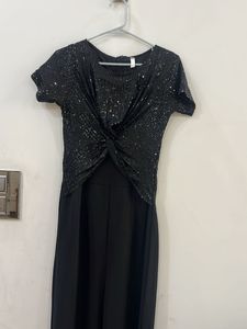 Black Sequin Party Jumpsuit