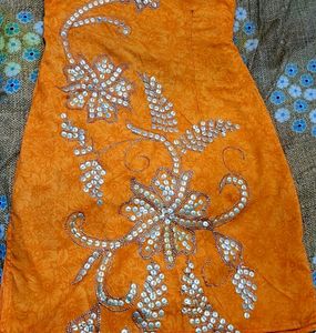Quality Orang Salwar Sut with Chunari