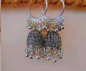 Oxidized Silver Jhumka combo of 6