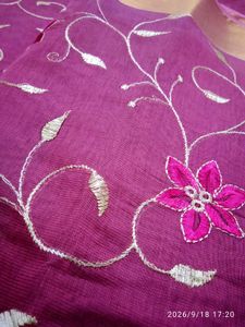 South Cotton Silk Pink Embroidered Saree