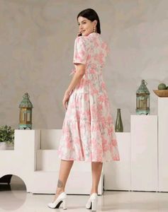 Floral Print Tiered Midi Dress