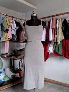 Grey Spaghetti Strap Maxi Dress