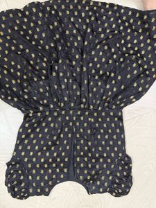 Elegant Black &amp; Gold Print Dress