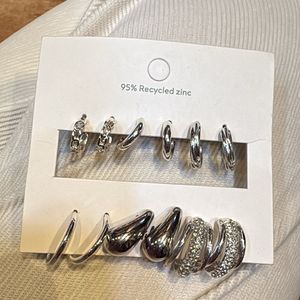 Set of 6 H&M Silver Hoop Earrings