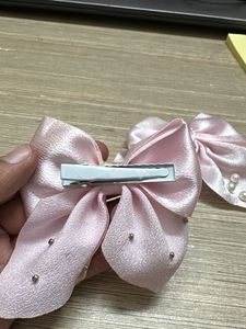 brand new Cute Pink Bow Hair Clips with Pearls
