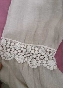 Boho Lace Trim Bell Sleeve Blouse