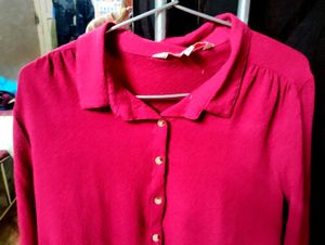 Vibrant Pink Collared Button-Up Shirt