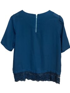 ONLY Black Lace Hem Short Sleeve Top – (S)