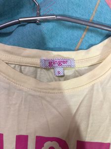 GINGER Yellow Printed T-Shirt