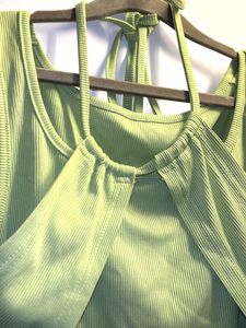 Lime Green Ribbed Halter Top