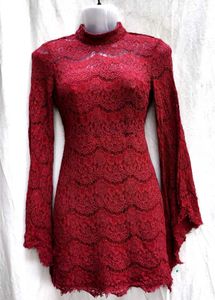 🔥MAROON HOT LACE MINI DRESS FOR WOMEN