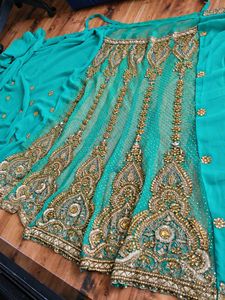 handwork lehanga saree
