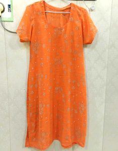 Orange Embroidered Kurta with salwar