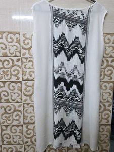White Sleeveless Top with Geometric Print