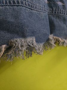 Denim Embroidered Top