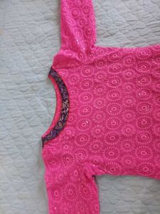 Stylish Pink Embroidered Sequen handwork with broc
