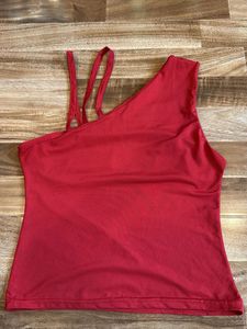 Chic Red One-Shoulder Tank Top