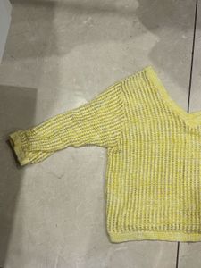 Yellow V-Neck Knit Top