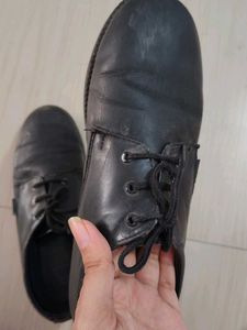 Black Leather Lace School Shoes