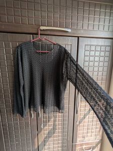 Sheer Black Lace Top XL