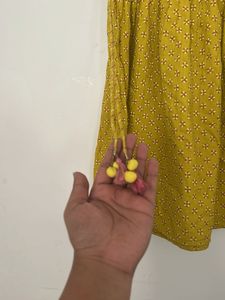 Yellow Printed Cotton Kurta