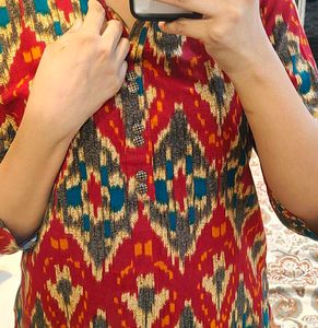 Stylish Red Cotton Kurta