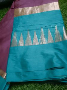 Beautiful Teal Saree with Pink Border