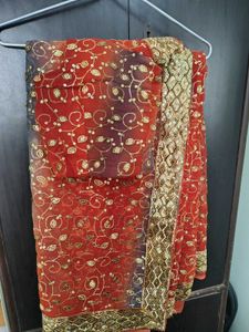 Elegant Red & Gold Saree