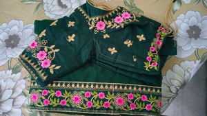 Embroidered Green Saree