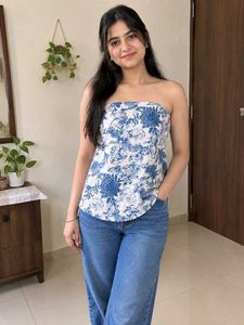 Blue Floral Print Top