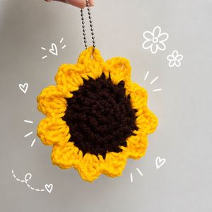 Handmade Crochet Sunflower Keychain