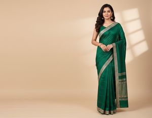 Elegant Green Saree with Embellished Border