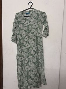 Green Floral Print Kurta