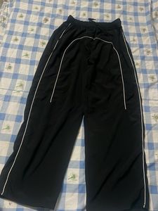 Black Wide-Leg Track Pants