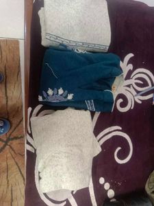 Woolen Teal Embroidered Longline Tunic