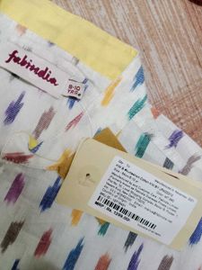 white ikkat tunic cum overcoat